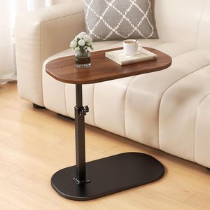 Table basse moderne en cuivre avec plateau en bois et structure métallique, non pliable, gain de place, pour salon, chevet ou canapé - Product Image 5