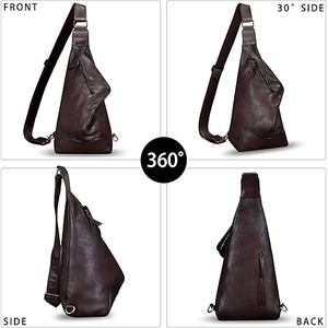 Leather Crossbody Bag Unisex Detachable Strap Zipper Closure Minimalist Style Hunting <b>Backpack</b> Pouch - Product Image 4