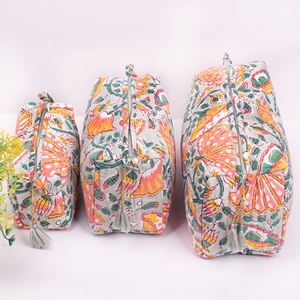 Organic Cotton Printed Quilted Fashion Handmade Newest Reusable Multifunction Customized Design Large Portable Makeup <b>Bag</b> - Product Image 1