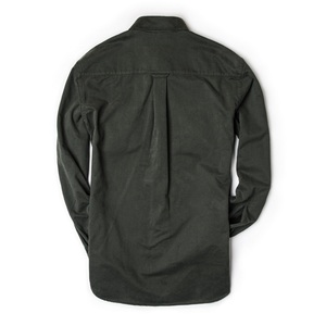 Chemise en coton vert foncé à manches longues pour homme avec fermeture boutonnée et poches poitrine - Product Image 2