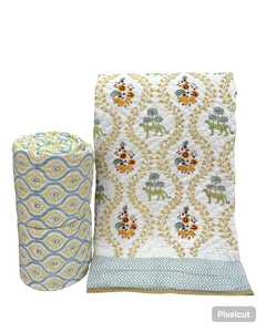 Floral Printed Cotton Quilted <b>Bedding</b> Reversible Throw Medium Weight Breathable Woven Style Jaipur Rajai Decorative Cover - Product Image 6