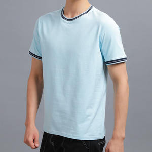 T-shirt Homme Ample Personnalisé à Manches Courtes en Coton Doux Col Rond Streetwear Col Côtelé Contrastant Fournisseur OEM ODM Marque Privée - Product Image 5