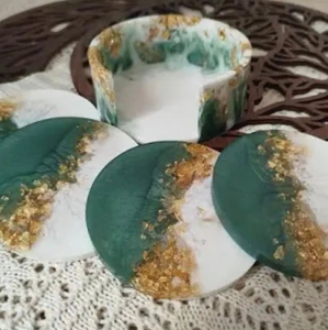 Resin <b>Coasters</b> <b>Set</b> Handmade Classic Eco-Friendly Natural Resin <b>Coaster</b> Rustic Modern Drink Mats - Product Image 4