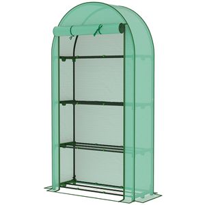 Mini serra a 4 livelli in PVC ecologico con porta avvolgibile 105 cm x 45 cm x 160 cm Verde - Product Image 1