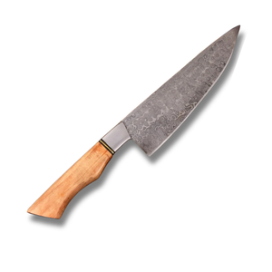 Damascus Steel Chef <b>Knife</b> Wood Handle Polished Blade Straight Edge Ambidextrous Razor <b>Sharp</b> Kitchen <b>Knife</b> - Product Image 4