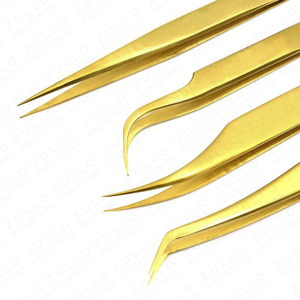 Golden Ultra Eyelash Extension Tweezers Anti Static Volume Lash Tweezers Stainless Steel Precision Makeup Beauty <b>Tool</b> - Product Image 5