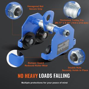 Carrello Manuale con Capacità di Carico di 500 kg/0,5 Tonnellate, Quattro Ruote Regolabili, Larghezza Flangia a I da 2,5-5 Pollici, Carrello a Doppia Trave - Product Image 4