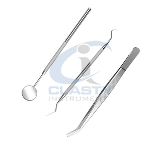 Nouvel ensemble d'instruments chirurgicaux dentaires en acier inoxydable avec poignée moletée, miroir, détartreur, outils d'hygiène buccale, classe I, manuel - Product Image 2