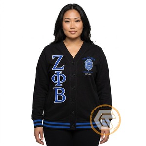 เสื้อคลุมคาร์ดิแกนสำหรับผู้หญิง Zeta Phi Beta แบบแห้งเร็ว ทนทาน ระบายอากาศได้ดี เป็นมิตรกับสิ่งแวดล้อม ผลิตจากผ้าขนสัตว์ สำหรับฤดูหนาว  สินค้าพร้อมส่ง - Product Image 1