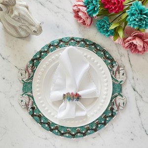 Luxury High End Handmade <b>beaded</b> <b>Placemat</b> 'Horse Play' - Product Image 2
