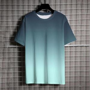 เสื้อยืดคอกลมแขนสั้นผู้ชาย ไล่เฉดสี ผ้าถัก ทรงปกติ สีชมพูล้วน สไตล์ลำลอง - Product Image 3