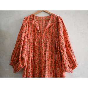 Vestido Boho de Algodón para Mujer, Estampado a Mano, Lavable, Ligero, Transpirable, para Verano, Estilo Casual y Ecológico - Product Image 4