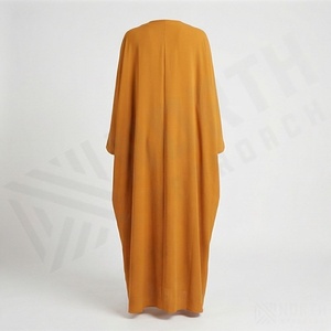 Robes Abaya élégantes entièrement couvrantes en polyester pour femmes musulmanes, col en V, longueur cheville, manches longues, légères, couleur personnalisable, modestes - Product Image 2