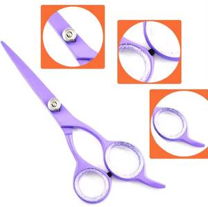 Tijeras Profesionales para Cabello Color Púrpura, Hoja de Acero Inoxidable, Mango Largo, para Diestros, Tijeras de Peluquería - Product Image 6