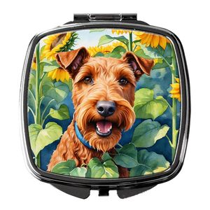 Irish Terrier Tournesols Compact Pliant Miroir De Maquillage De Poche pour Femmes Voyage Décoratif Miroir De Poche Cadeau pour Les Filles - Product Image 1