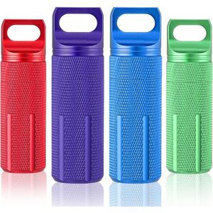 Set di 4 Portapillole Portachiavi Impermeabili in Alluminio, Contenitori Ermetici da Viaggio per Conservazione Pillole - Product Image 1