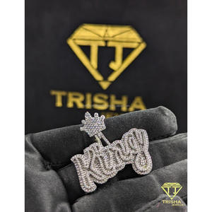 Exclusive <b>King</b> <b>Crown</b> Pendant Lab Grown Diamond High Shine Hip Hop Fashion Jewelry By Trisha Jewels - Product Image 5