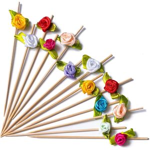 Stuzzicadenti Colorati a Forma di Fiore da 4,7 Pollici, 100 Pezzi, Spiedini in Bambù per Antipasti, Bevande, Frutta, Sandwich, BBQ, Matrimoni - Product Image 1