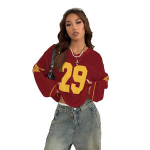 Expédition Rapide Pull en Maille Tricotée Surdimensionné pour Homme avec Numéro Imprimé, Court et Respirant, Style Streetwear, Vente en Gros OEM, Marque Personnalisée - Product Image 1