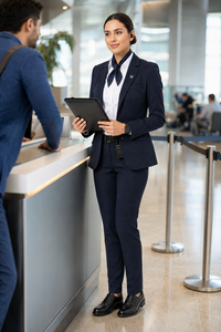 Uniformes d'aviation personnalisés à manches longues pour pilotes et personnel de cabine | OEM |   Uniforme de Superviseur des Opérations de Service Clientèle à l'Aéroport pour Femmes - Product Image 6