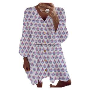 Vestido bohemio estampado para mujer, estilo hippie, gitano, para primavera/verano, vestido de fiesta para mujer, de algodón, con capas. - Product Image 6