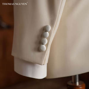 Luxury Men's 2-Piece Tailored Tuxedo - Silver Moonlight White | Premium <b>Wedding</b> Collection | Made in Vietnam - Product Image 3