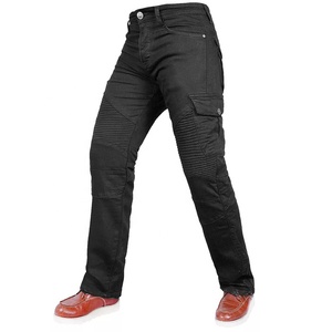 Biker negro sarga algodón Cargo pantalón multibolsillos reforzado resistente a la abrasión forro cómodo motociclista chaqueta Jeans - Product Image 1