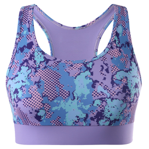 Saleh Enterprises Women Plus Size Sublimated <b>Halter</b> U-<b>NECK</b> Sports <b>Bra</b> Front Logo High Support 180g Nylon Spandex Seamless Gym - Product Image 2