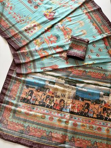 Sari en soie jacquard de qualité supérieure avec tissage Zari complet et impression numérique UHD - Product Image 2