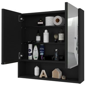 Armadietto Portamedicinali Lexington con Finitura Wengue Nero, Specchio e Tre Ripiani Interni per Uso Bagno - Product Image 3