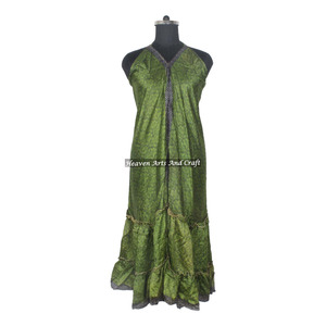 Vestido de Seda Vintage Estilo Playa para Mujer, Vestido de Noche Bohemio Hecho a Mano, Elegante, Largo y sin Mangas, para Cenas - Product Image 3