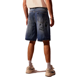 Pantalones Cortos de Mezclilla para Hombre, Diseño Gráfico OEM, Pierna Ancha, Corte Holgado, Estilo Urbano, Lavado Vintage, Pantalones Cortos de Jean Sueltos, Venta Caliente 2026 - Product Image 3