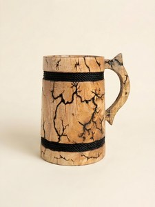 Jarra de Madera Fractal Quemada Hecha a Mano – Estilo Vikingo Rústico, Calidad de Jarra Vikinga Fabricada por NS Overseas - Product Image 3