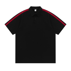 เสื้อโปโลชายแบบใหม่ สีดำ แต่งขอบแดงสไตล์อ็อกซ์ฟอร์ด  รับสกรีนโลโก้  น้ำหนักผ้า 200 GSM - Product Image 1