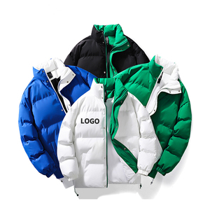 Veste matelassée réversible pour homme, col montant, fermeture éclair, couleur unie, vêtement d'hiver décontracté, rembourrage épais en polyester - Product Image 1