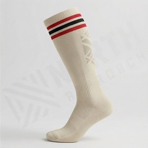 Knee High Cotton <b>Socks</b> Striped Red <b>Black</b> Trim Breathable Casual Wear Adult Spring Season - Product Image 3