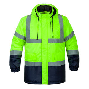 Chaqueta de Seguridad Reflectante de Alta Visibilidad para Invierno, con Capucha, Transpirable, para Exteriores, con Cierre de Cremallera y Manga Larga - Product Image 1