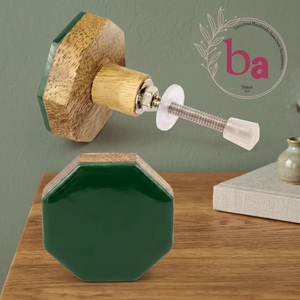 Ba Octagonal Wood Cabinet Knob Green Modern Multi-Function Handle for Kitchen Wardrobe Drawer <b>Doors</b> - Product Image 2