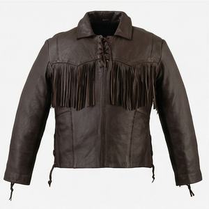 Veste de moto pour homme NAI--0494A, style droit, franges et lacets, design élégant, équipement de conduite, couleur personnalisable - Product Image 1