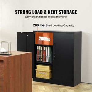 Armadio Metallico a 2 Ante per Garage, 2 Ripiani Regolabili, Capacità 90 Kg, con Chiusura di Sicurezza - Product Image 2