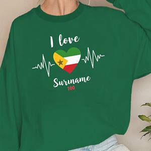 Felpe Casual da Donna con Stampa a Cuore 'I Love Suriname', Tessuto Lavorato a Maglia 100% Poliestere, Collo Tondo - Product Image 2