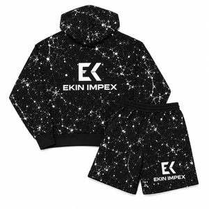 EKIN IMPEX Conjunto de Sudadera con Capucha y Pantalones Cortos con Estampado de Galaxia Estrellada para Hombre – Ropa Deportiva Informal con Diseño de Logotipo - Product Image 2