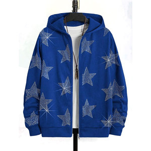 Sudadera con Capucha y Cremallera para Hombre, Diseño Único, Algodón Suave, con Pedrería, Premium, Casual, Transpirable, Ecológica, para Uso Diario - Product Image 1