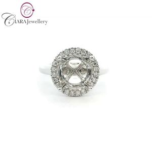 Anillo de Oro Blanco de 18K AU750 de Lujo OEM ODM con Halo de Diamantes Naturales de 3.00ct, Clásico para Fiestas y Bodas - Product Image 1