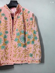 เสื้อแจ็คเก็ตกำมะหยี่หรูหราปักลายดอกไม้สไตล์โบฮีเมียนงานฝีมือศิลปะซูซานีแบบดั้งเดิม เหมาะสำหรับเทศกาลและวันหยุดพักผ่อน - Product Image 5