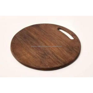 ถาดไม้ทรงกลมทำด้วยมือสไตล์มินิมอลสำหรับชากาแฟขนมคลาสสิกที่เสิร์ฟพื้นผิวไม้เรียบสำหรับงานแต่งงานเดือนรอมฎอน - Product Image 1