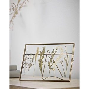 Décoration murale moderne pour la maison, ensemble de 2 cadres photo flottants en verre doré, double face, en métal. - Product Image 2