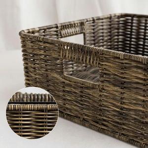 ตะกร้าเก็บของหวายสานมือ 3 ชิ้น รูปทรงสี่เหลี่ยมผืนผ้า สำหรับห้องนั่งเล่น - Product Image 6