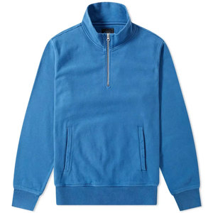 Sweat-shirt en polaire à col zippé pour homme, couleur unie, col roulé, coupe classique, vêtement décontracté pour l'automne, veste en polyester coupe-vent bleue - Product Image 2