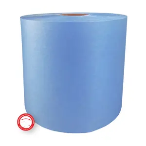 30*50 rollos Jumbo de poliéster de celulosa no tejida toallitas de limpieza en seco industrial azul Spunlace
